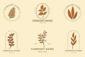 Minimalist Orange Leaf Leaves Nature Logo Collection Style Orange Pastel. vector