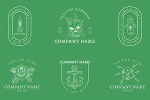 Mystical White Logo Symbol Templates Element Light Green Pastel. vector