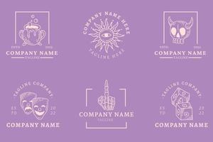 Mystical Logo Symbol Templates Element Purple Pastel. vector