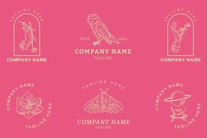 Mystical Logo Symbol Templates Element Light Pink Pastel. vector