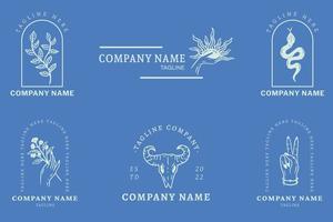 White Mystical Logo Symbol Templates Element Light Blue Pastel. vector