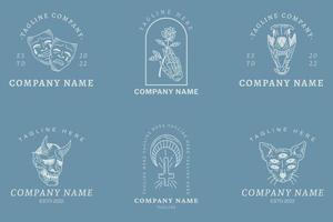 colección de logotipos de símbolos minimalistas de lujo místico estilo azul pastel. vector