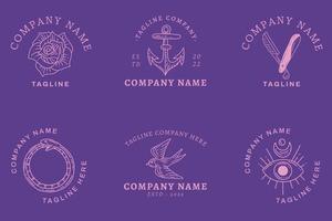 Light Purple Minimalist Mystical Logo Templates With Element On Pastel. vector