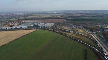 Aerial view of a motorway and crossroad with traffic video