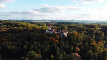 Aerial orbiting view of castle Konopiste in autumn video