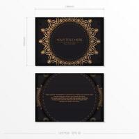 Luxurious Preparing postcards in black with vintage patterns. Vector Template for print design of invitation card with mandala ornament.