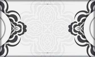 White banner template of gorgeous vector patterns with mandala ornaments and place for your text. Print-ready invitation design with mandala ornament.