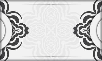 plantilla de banner blanco de hermosos patrones vectoriales con adornos de mandala y lugar para su texto. diseño de invitación listo para imprimir con adorno de mandala. vector