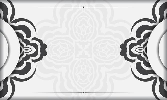 White banner template of gorgeous vector patterns with mandala ornaments and place for your text. Print-ready invitation design with mandala ornament.