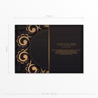 vector rectangular preparando postales en negro con adornos indios. plantilla para diseño de tarjeta de invitación imprimible con patrones de mandala.