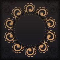 Golden frame with swirls on black background vector