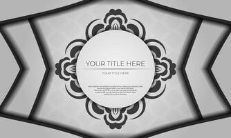 White banner of gorgeous vector patterns with mandala ornaments for your design. Vector design of invitation card with mandala patterns.
