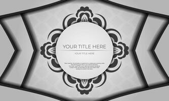 White banner of gorgeous vector patterns with mandala ornaments for your design. Vector design of invitation card with mandala patterns.