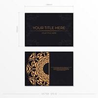 Business card template with black and gold design vector