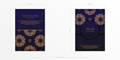 Vector Invitation card template with vintage ornament. Stylish purple color postcard design with luxurious greek