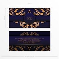 Stylish Ready-to-Print purple postcard design with luxurious Greek patterns. Vector Invitation card template with vintage ornament.