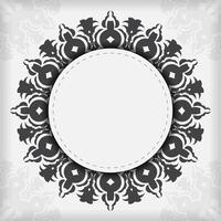 Stylish Template for print design postcards in white color with luxurious Greek ornaments. Vector Preparing invitation card with vintage patterns.