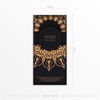 A black and gold business card with an ornate pattern vector