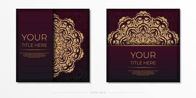 Two business cards with gold and purple designs vector