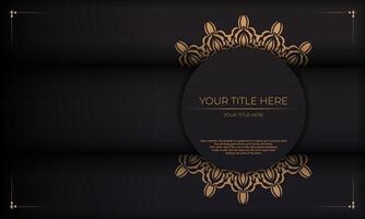 Luxury black and gold background with ornate pattern vector