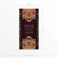 Luxurious Preparing burgundy postcards with vintage patterns. Vector Template for design invitation card with mandala ornament.