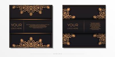 lujosas postales en negro con estampados vintage. diseño de tarjeta de invitación con mandala vector