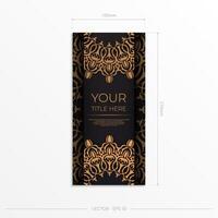 Luxurious Preparing postcards in black with vintage ornaments. Vector Template for printable design invitation card with mandala patterns.