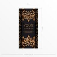 Luxurious Preparing postcards in black with vintage ornaments. Vector Template for printable design invitation card with mandala patterns.