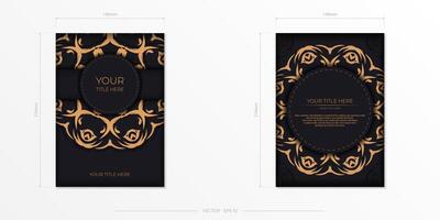 Two black and gold banners with ornate patterns vector