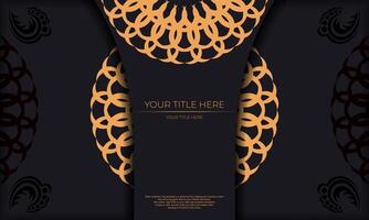 Template for design printable invitation card with luxurious patterns. Black template banner with greek luxury ornaments and place under the text. vector