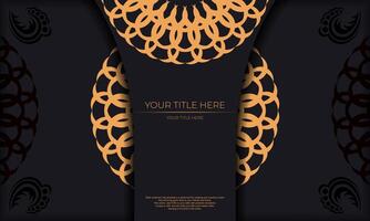 Template for design printable invitation card with luxurious patterns. Black template banner with greek luxury ornaments and place under the text. vector