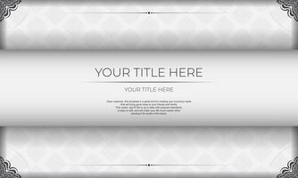 White vector banner of gorgeous vector patterns with mandala ornaments and place under text. Template for print design invitation card with mandala ornament.