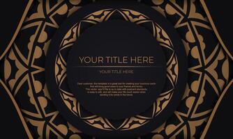 Golden frame with a black background and a place for your text vector