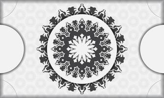 Template for design printable invitation card with luxurious patterns. White banner template with greek luxury ornaments and place under text. vector
