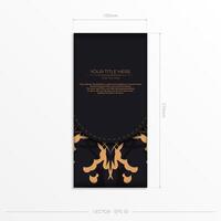 Stylish Preparing postcards in black with Indian patterns. Vector Template for print design of invitation card with mandala ornament.