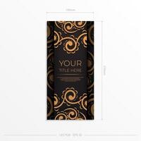 A black and gold business card with a gold pattern vector