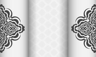 White banner of gorgeous vector patterns with mandala ornaments and place under text. Print-ready invitation design with mandala patterns.