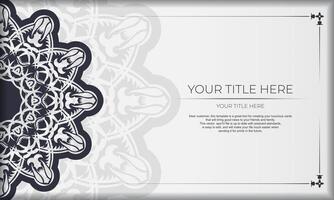 White luxury banner with abstract ornaments and place for your design. Template for print design invitation card with vintage patterns. vector