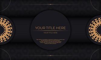 Luxury black and gold background with ornate pattern vector