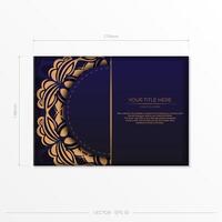 Stylish Vector Ready-to-print purple color postcard design with luxurious greek patterns. Invitation card template with vintage ornament.