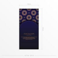 A blue and gold card with an ornate pattern vector