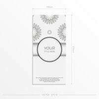 Stylish white postcard design with luxurious Greek patterns. Stylish invitation with vintage ornament. vector