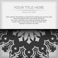 Stylish Template for print design postcards in white color with luxurious Greek patterns. Preparing an invitation card with vintage ornaments. vector