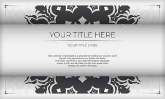 Template for design printable invitation card with luxurious patterns. White vector banner with greek luxury ornaments and place for your text.