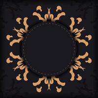 Stylish Vector Preparing postcards in black color with Indian ornaments. Template for design printable invitation card with mandala patterns.