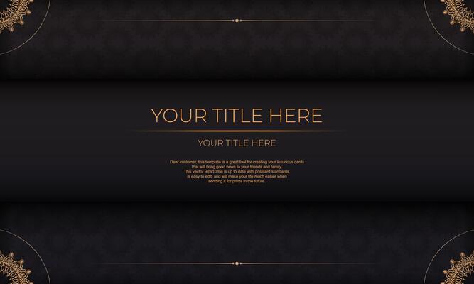 Luxury vector banner with vintage ornaments and text place. Template for print design invitation card with mandala ornament.
