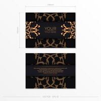 Set of Preparing postcards in black with Indian patterns. Template for print design invitation card with mandala ornament. vector