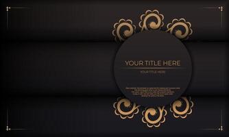 Black and gold background with a circular frame vector