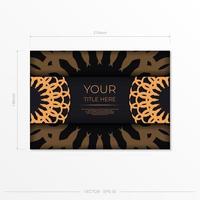 Stylish vector Template for print design postcard in black color with luxury Greek ornaments. Preparing an invitation card with vintage patterns.
