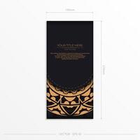 Black and gold card template with ornate pattern vector
